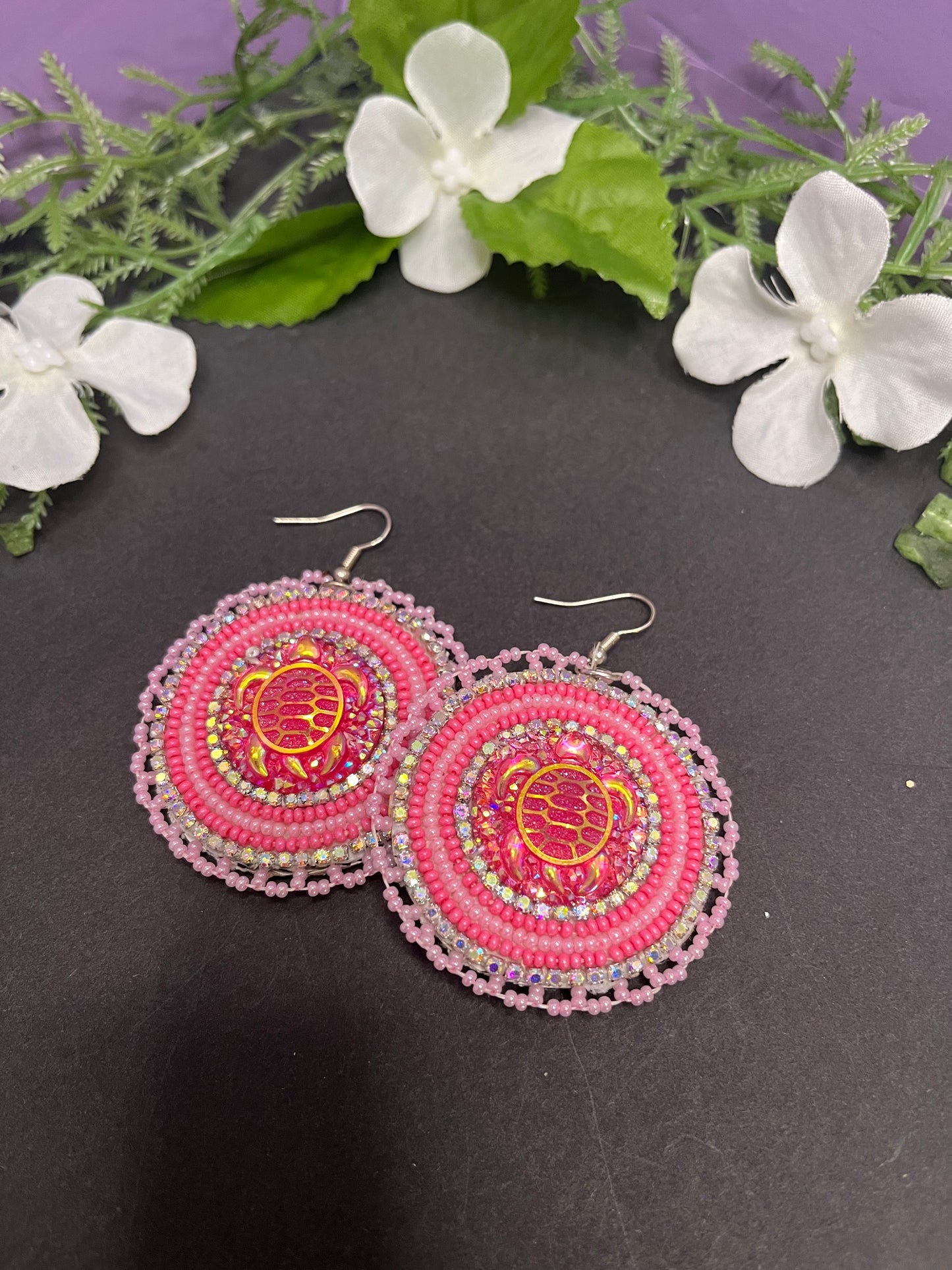 PLAYFUL PINK TURTLE EARRINGS